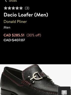 Donald J. Pliner Black Leather Loafers with Red Stitching and Silver Bit